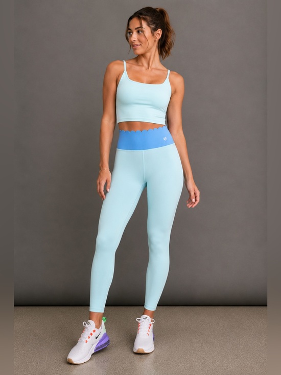 EleVen by Venus Williams Pants - Eleven by Venus Williams Two Toned Blue Leggings with scalloped waistband SZ S